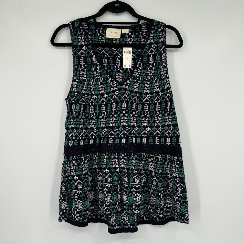 Anthropologie Maeve Cammie Embroidered Peplum Top In Navy